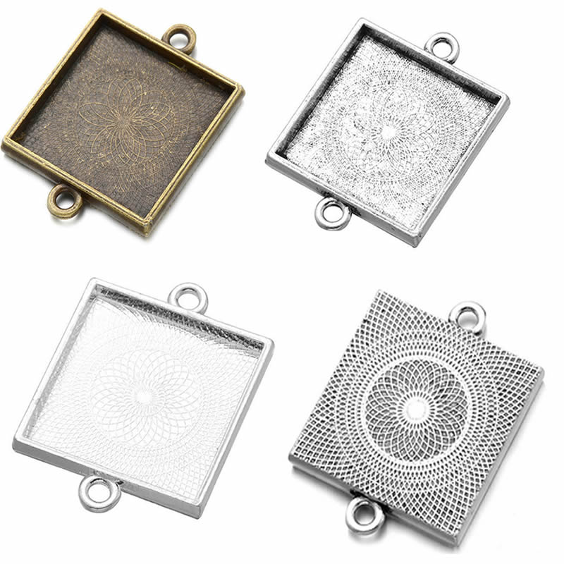 Bezels Set Pendant - Onebeading Phù Hợp 25X25Mm Vuông Cabochons