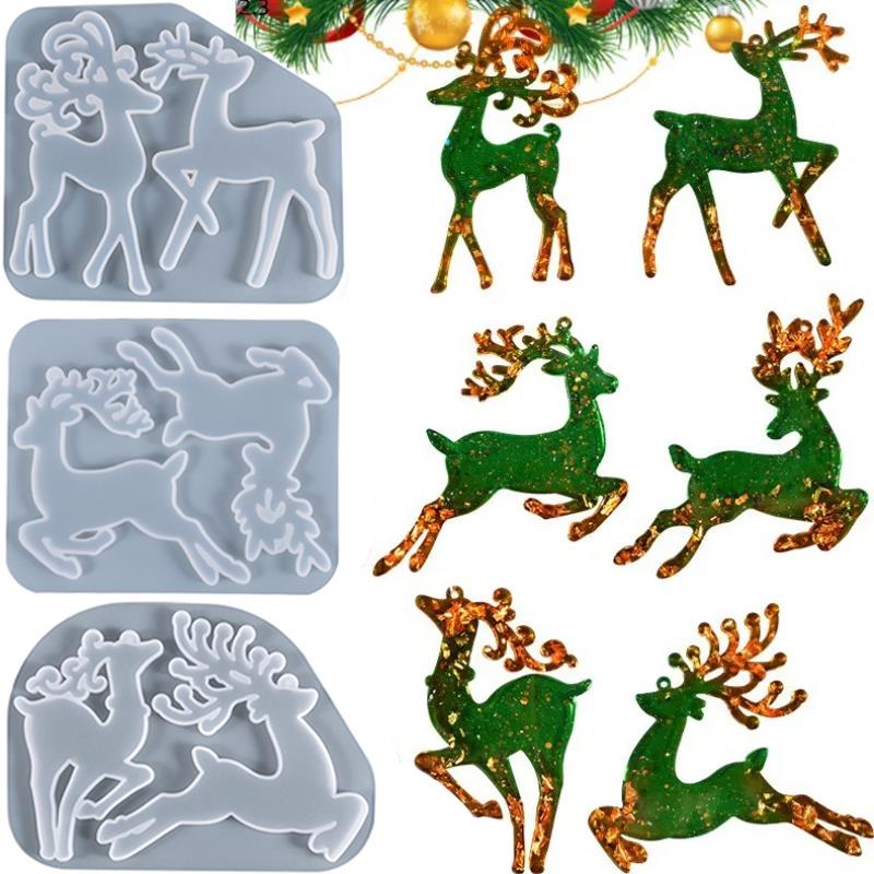 Gold Foil Flakes - Christmas Elk Epoxy Resin Mold For