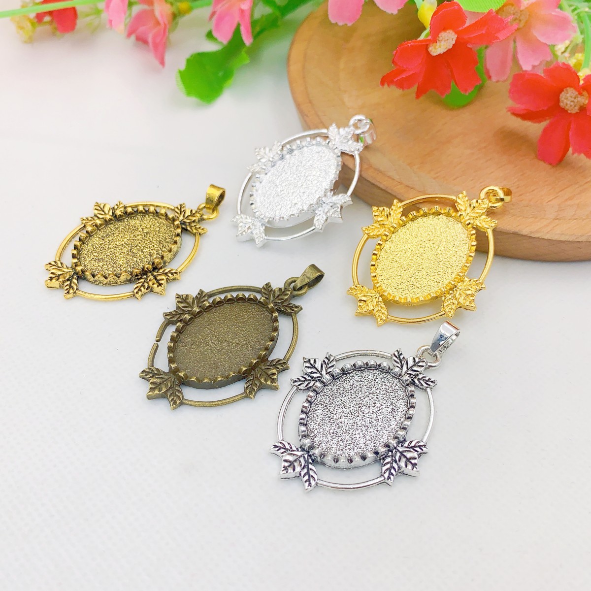 Bezels Set Pendant - Phù hợp với 18x25mm Kim Loại