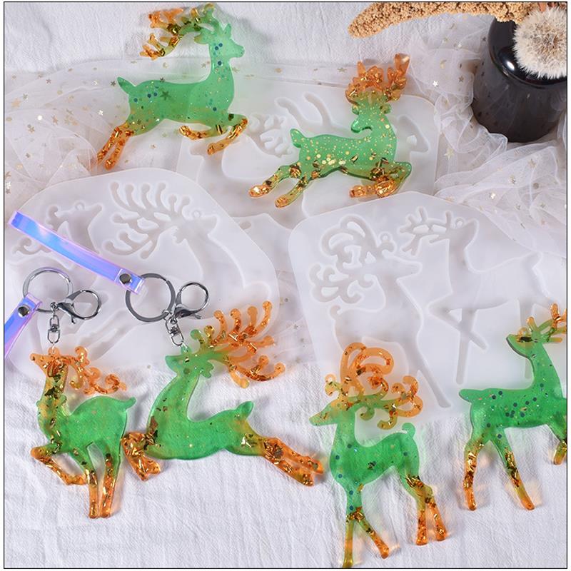 Christmas Elk Epoxy Resin Mold - đánh giá và giá Gold Foil Flakes