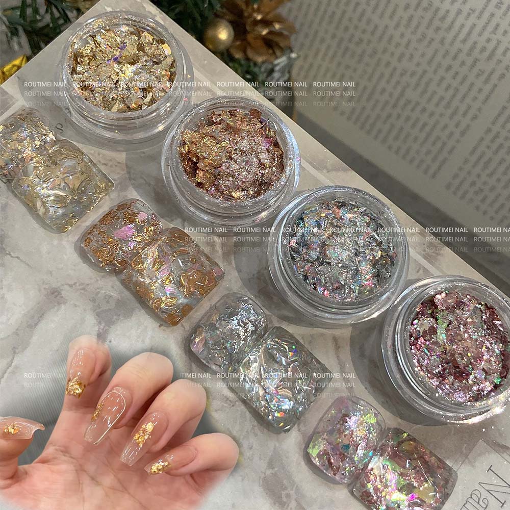 4pcs/Set 3D Rose Gold Silver C - đánh giá và giá Gold Foil Flakes