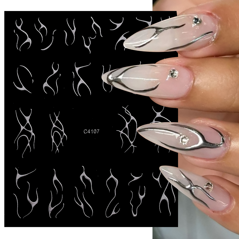 3D Silver Flame Nail Sticker G - đánh giá và giá Gold Foil Flakes