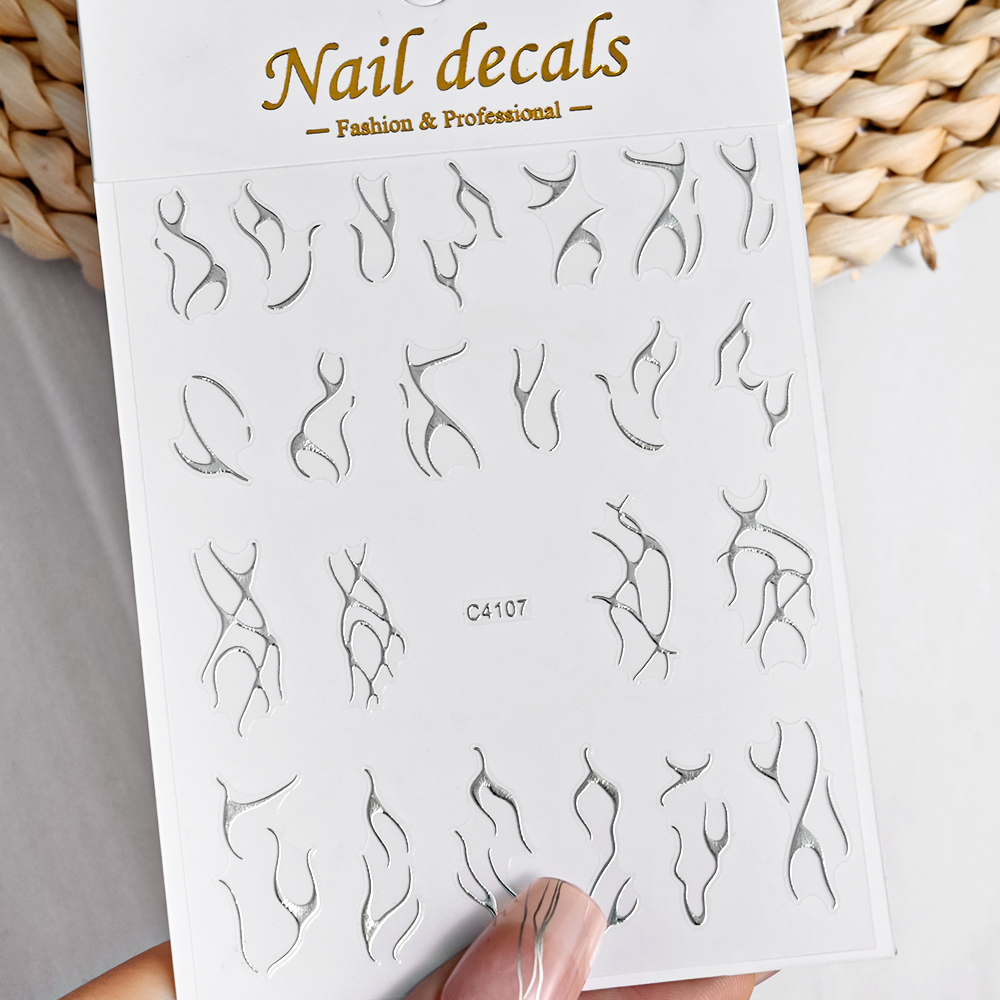 3D Silver Flame Nail Sticker G - đánh giá và giá Gold Foil Flakes