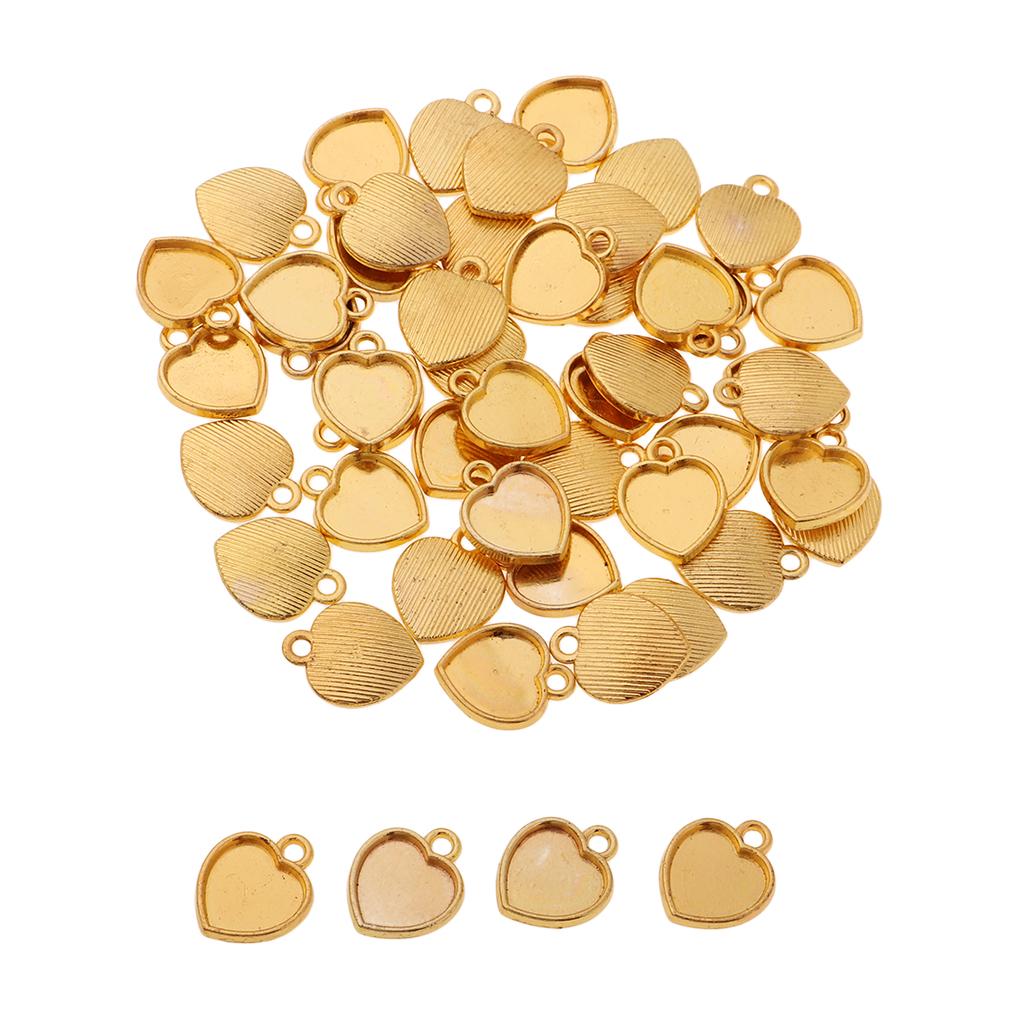 50x Heart Shape Bezel Charms B - đánh giá và giá Bezels Set Pendant