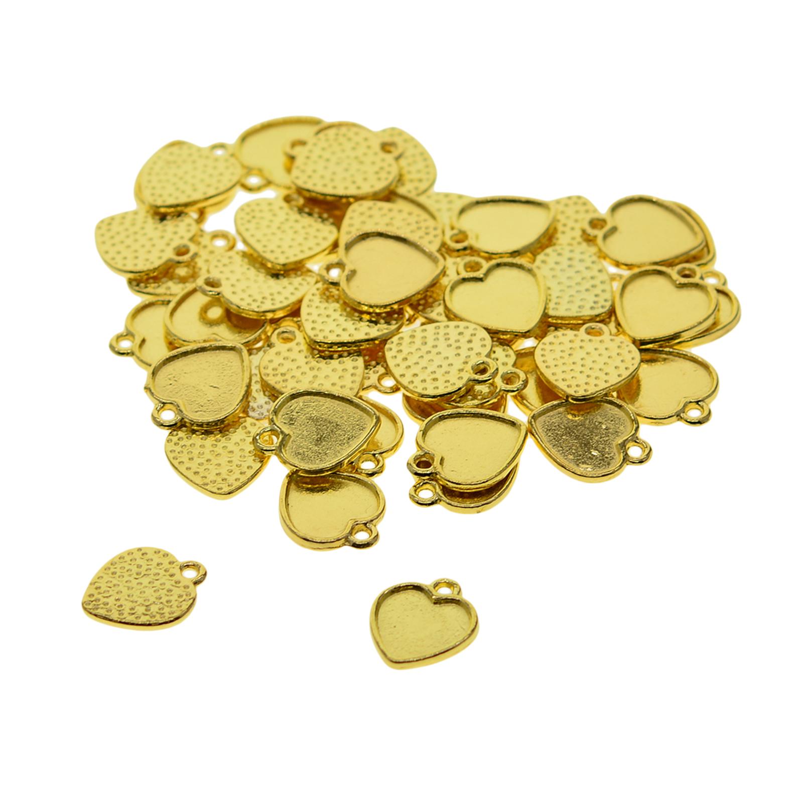 50x Heart Shape Bezel Charms B - đánh giá và giá Bezels Set Pendant