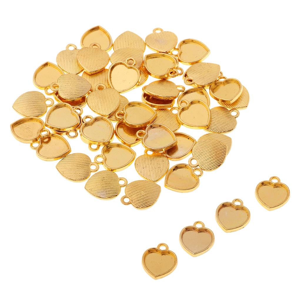 50x Heart Shape Bezel Charms B - đánh giá và giá Bezels Set Pendant
