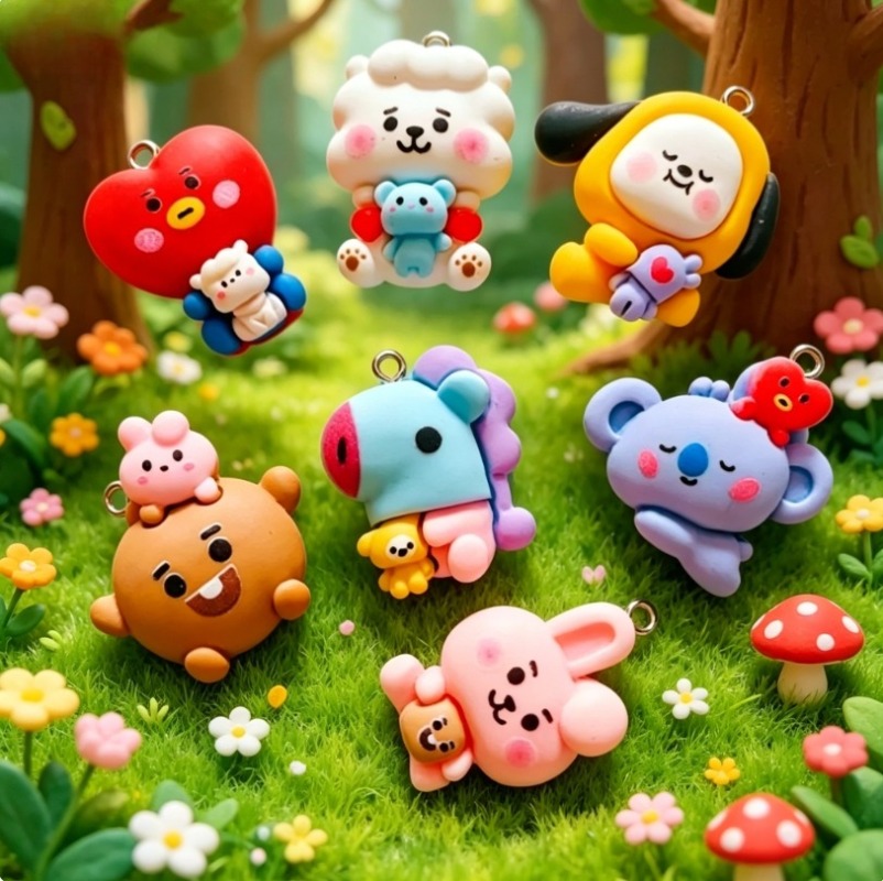 7pcs BT21 Resin Cartoon Charm  - đánh giá và giá Resin Craft Material