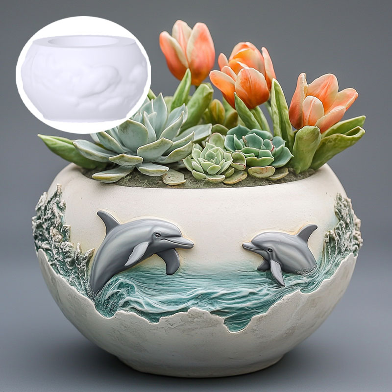 Couple dolphin relief succulen - đánh giá và giá Resin Ocean Wave Mold