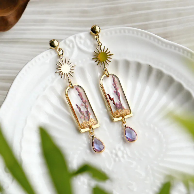 Unique Purple Lavender Earring - đánh giá và giá Dried Flower Bulk