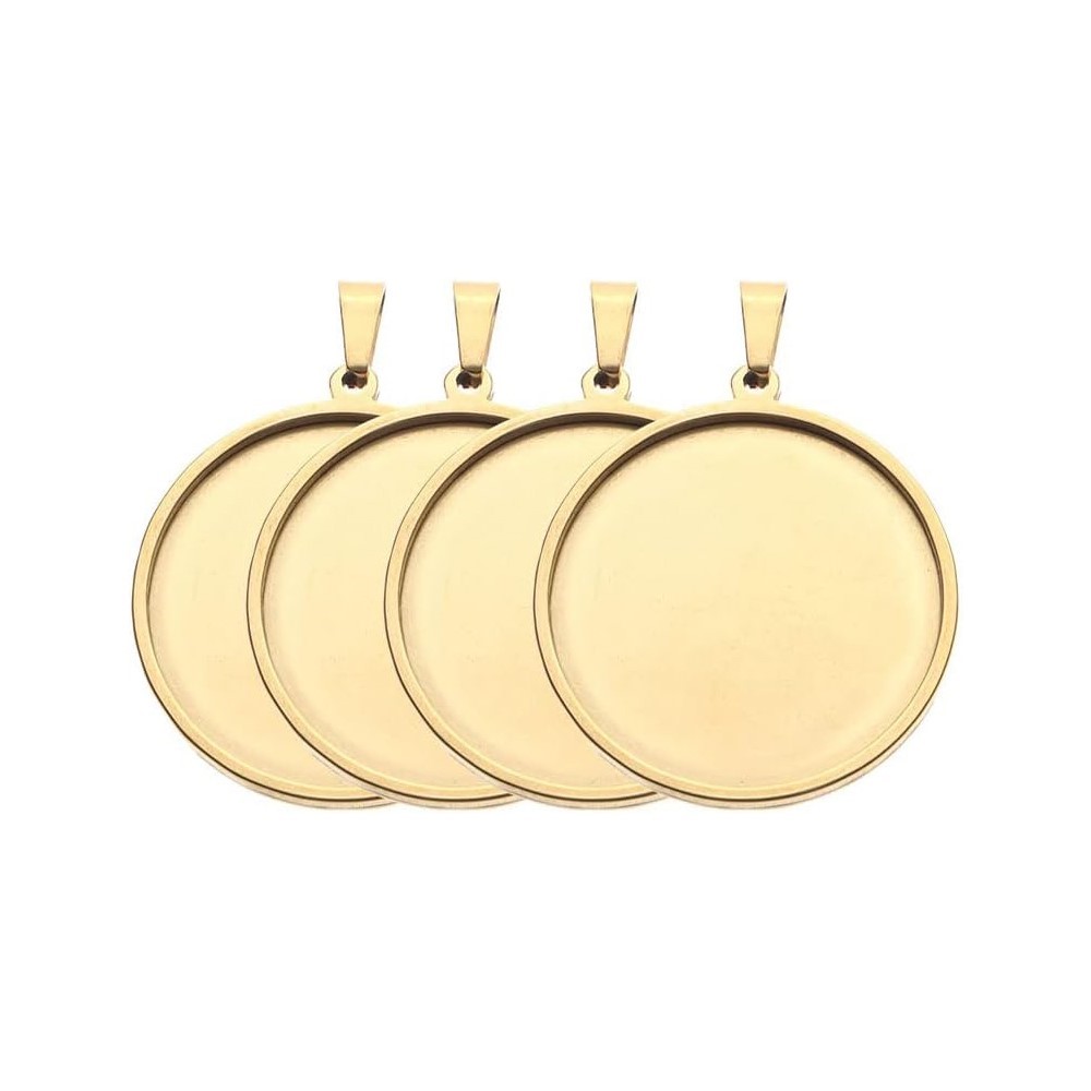 5Pcs/Lot Stainless Steel Round - đánh giá và giá Bezels Set Pendant