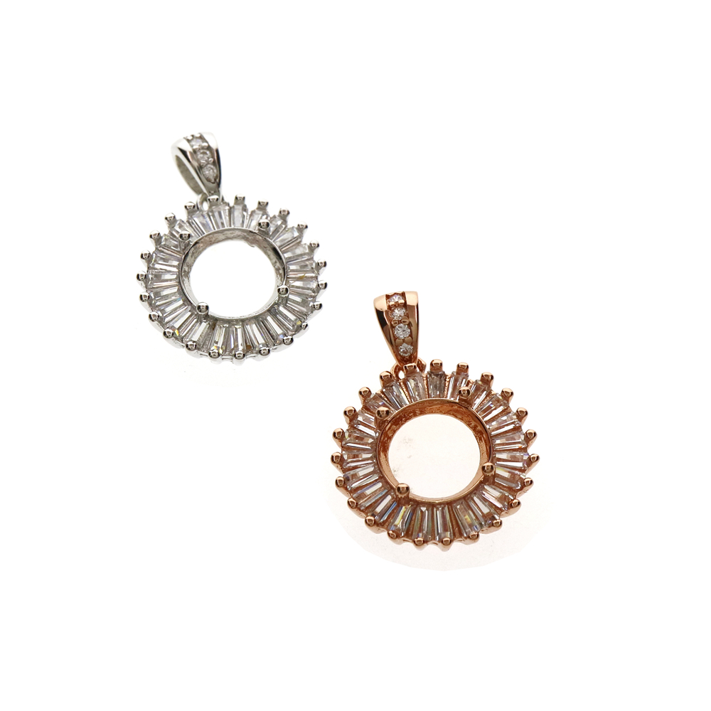4-12 Mm Tròn Viền Hoa Hồng Vàn - đánh giá và giá Bezels Set Pendant