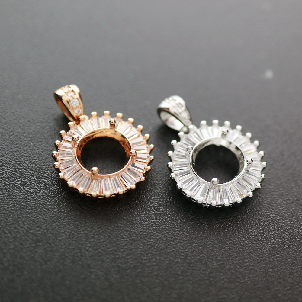 4-12 Mm Tròn Viền Hoa Hồng Vàn - đánh giá và giá Bezels Set Pendant